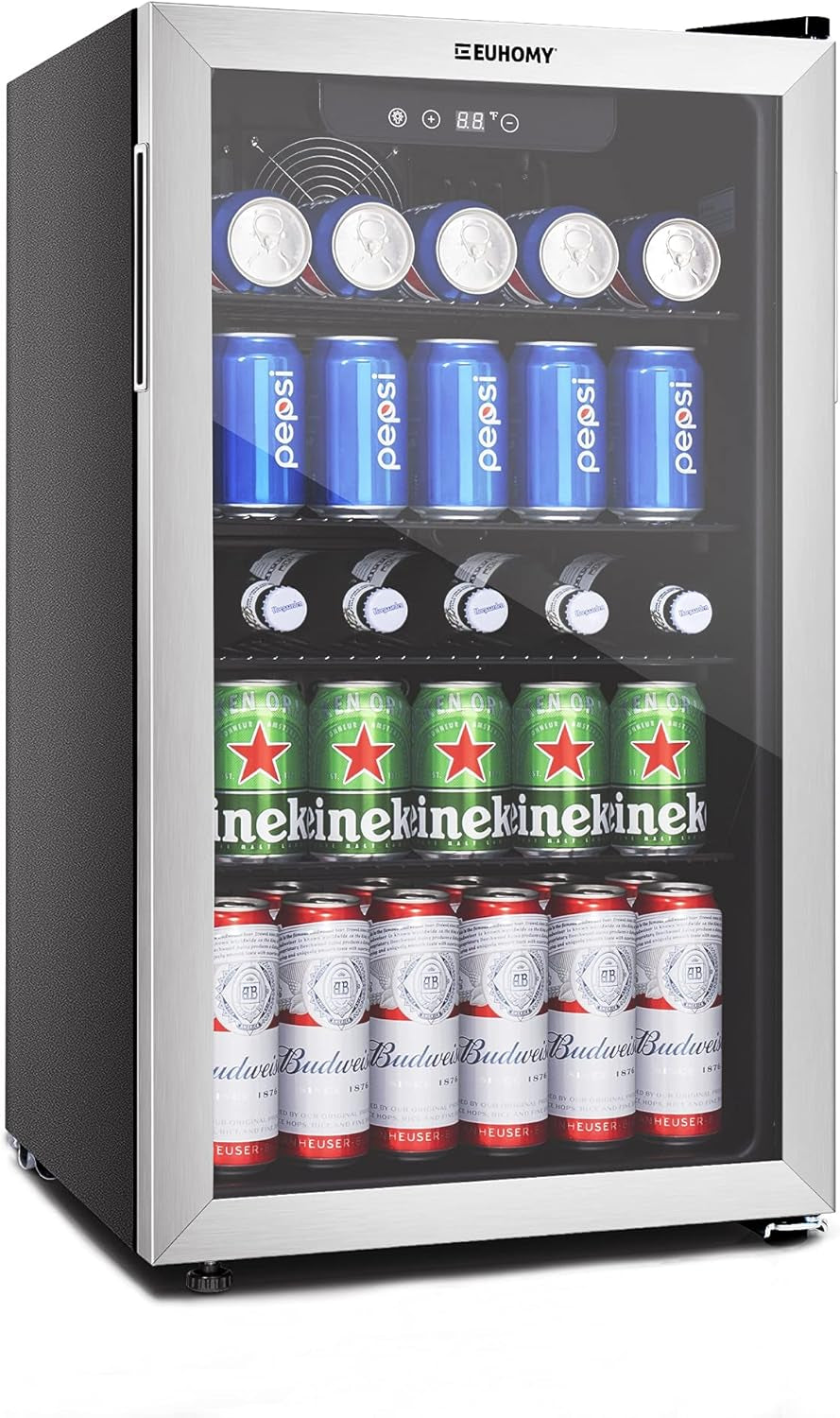 90 Can Beverage Refrigerator Cooler, Mini Fridge Glass Door
