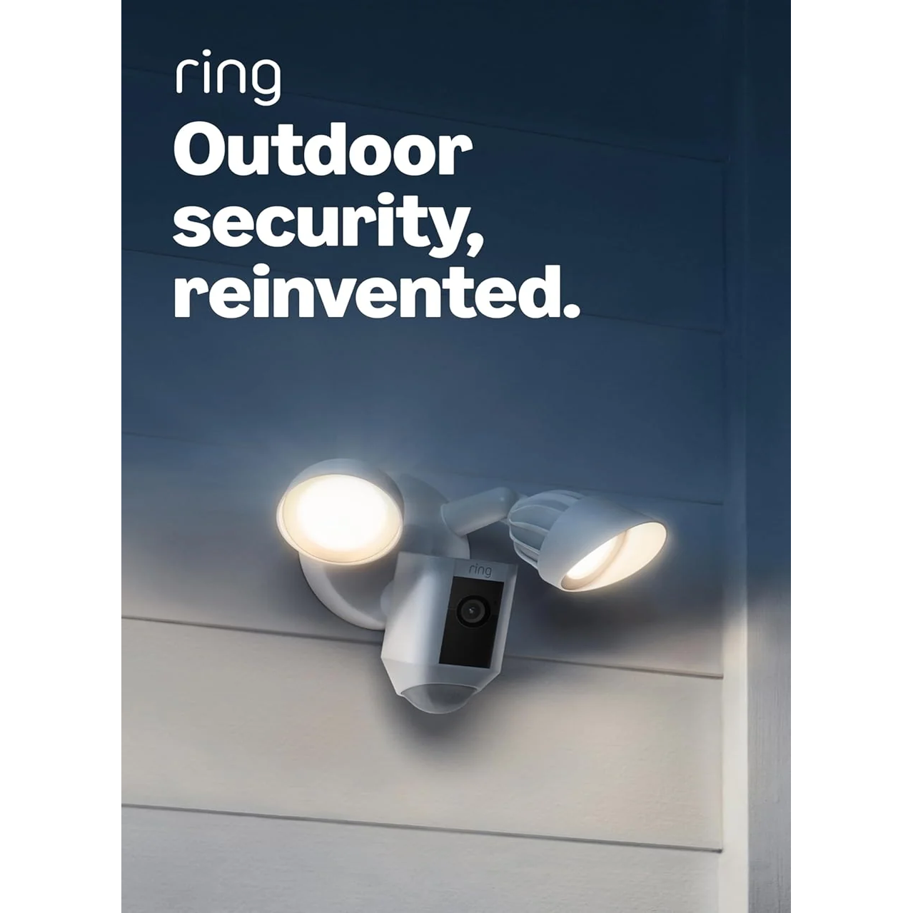 Outdoor Security with Motion-Activated 1080P HD Video and Floodlights (White)